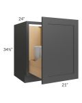 Madison Black Shaker 21" Full Height Door Base Cabinet with Double Trashcan Pullout