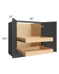 Madison Black Shaker 30" Full Height Base Cabinet with 2 Rollout Trays