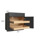 Madison Black 33" Base Cabinet with 2 Rollout Trays