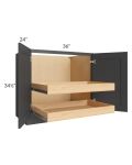 Madison Black Shaker 36" Full Height Base Cabinet with 2 Rollout Trays