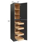 Madison Black Shaker 18x96x24 Wall Pantry Cabinet with 4 Rollout Trays