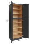 Madison Black Shaker 30x90x24 Wall Pantry Cabinet