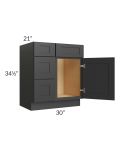 Madison Black Shaker 30" Vanity Base Cabinet (Drawers on Left)