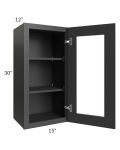 Madison Black Shaker 15x30 Wall Glass Door Cabinet (Prepped for Glass Doors)