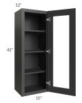 Madison Black Shaker 15x42 Wall Glass Door Cabinet (Prepped for Glass Doors)