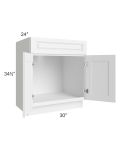 Dakota White 30" Sink Base Cabinet