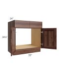 Farmhouse Walnut Shaker 33" Sink Base Cabinet 