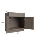 Natural Grey Shaker 33" Sink Base Cabinet 