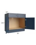 Midtown Blue Shaker 36" Sink Base Cabinet