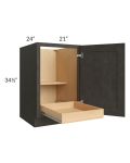 Charcoal Grey Shaker 21" Full Height Door Base Cabinet with 1 Rollout Tray