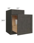 Charcoal Grey Shaker 21" Base Cabinet with Double Trashcan Pullout