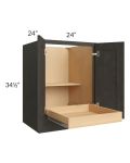 Charcoal Grey Shaker 24" Full Height Base Cabinet with 1 Rollout Tray