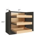 Charcoal Grey Shaker 27" Full Height Base Cabinet with 3 Rollout Trays