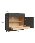 Charcoal Grey Shaker 36" Base Cabinet with 1 Rollout Tray