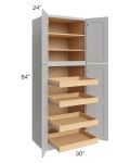 Stone Shaker 30x84x24 Wall Pantry Cabinet with 4 Rollout Trays