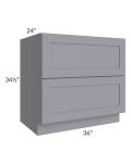 Graphite Grey Shaker 36" 2-Drawer Base Cabinet