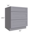 Graphite Grey Shaker 30" 3-Drawer Base Cabinet