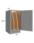 Graphite Grey Shaker 18" Full Height Door Tray Divider Base Cabinet