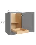 Graphite Grey Shaker 21" Full Height Door Base Cabinet with 1 Rollout Tray