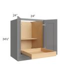 Graphite Grey Shaker 24" Full Height Base Cabinet with 1 Rollout Tray