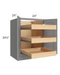 Graphite Grey Shaker 24" Full Height Base Cabinet with 3 Rollout Trays