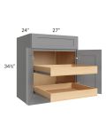 Graphite Grey Shaker 27" Base Cabinet with 2 Rollout Trays