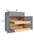 Graphite Grey Shaker 30" Base Cabinet with 2 Rollout Trays