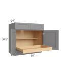 Graphite Grey Shaker 36" Base Cabinet with 1 Rollout Tray