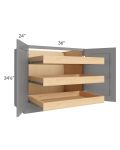 Graphite Grey Shaker 36" Full Height Base Cabinet with 3 Rollout Trays