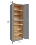 Graphite Grey Shaker 30x96x24 Wall Pantry Cabinet