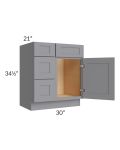 Grey Shaker 30" Vanity Base Cabinet
