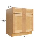 Madison Honey Shaker 30" Base Cabinet with 2 Rollout Trays 