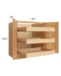 Madison Honey Shaker 30" Full Height Base Cabinet with 3 Rollout Trays 