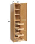 Madison Honey Shaker 18x96x24 Wall Pantry Cabinet with 4 Rollout Trays
