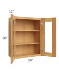 Madison Honey Shaker 24x30 Wall Glass Door Cabinet (Prepped for Glass Doors)