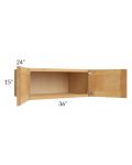 Madison Honey Shaker 36x15x24 Wall Cabinet
