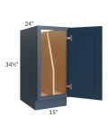 Madison Navy Shaker 15" Full Height Door Tray Divider Base Cabinet