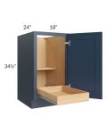 Madison Navy Shaker 18" Full Height Door Base Cabinet with 1 Rollout Tray