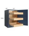Madison Navy Shaker 21" Full Height Door Base Cabinet with 3 Rollout Trays