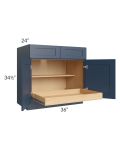 Madison Navy Shaker 36" Base Cabinet with 1 Rollout Tray