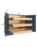 Madison Navy Shaker 36" Full Height Base Cabinet with 3 Rollout Trays