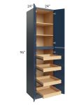 Madison Navy Shaker 24x96x24 Wall Pantry Cabinet with 4 Rollout Trays