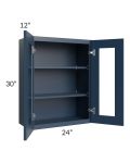 Madison Navy Shaker 24x30 Wall Glass Door Cabinet (Prepped for Glass Doors)