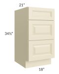 Casselton Ivory 18" Vanity 3-Drawer Base Cabinet