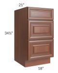 Phoenix Caramel Glaze 18" Vanity 3-Drawer Base Cabinet 