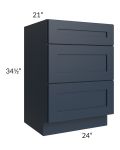 Southport Blue Shaker 24" Vanity 3-Drawer Base Cabinet