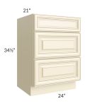 Phoenix Cream Glaze 24" Vanity 3-Drawer Base Cabinet