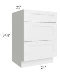 Charlotte White 24" Vanity 3-Drawer Base Cabinet