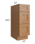 Artisan Walnut Shaker 12" Drawer Base Bathroom Vanity Cabinet