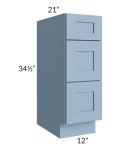 Sky Blue Shaker 12" Drawer Base Bathroom Vanity Cabinet